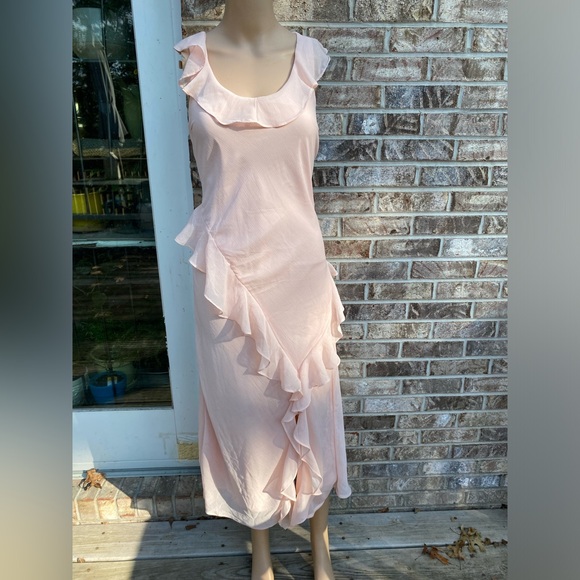 NWTs A New Day Pastel Light Pink Coquette Asymmetrical Ruffle Dress - Picture 7 of 16